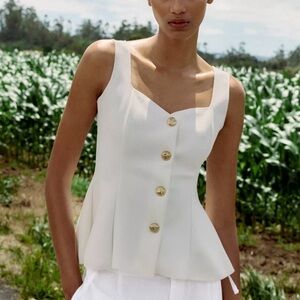 Zara White Buttoned Women's Top
